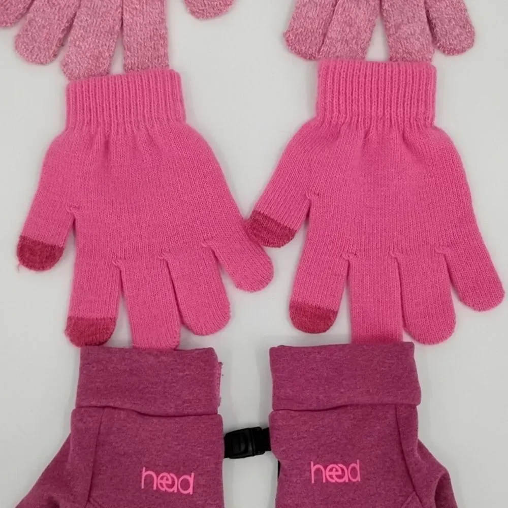Head & Disney Pink and Magenta Kids Mittens Gloves Three Pair